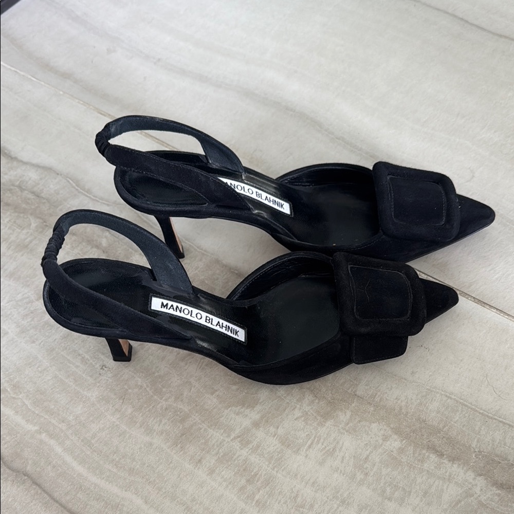 Manolo Blahnik Black Slingback Heels
